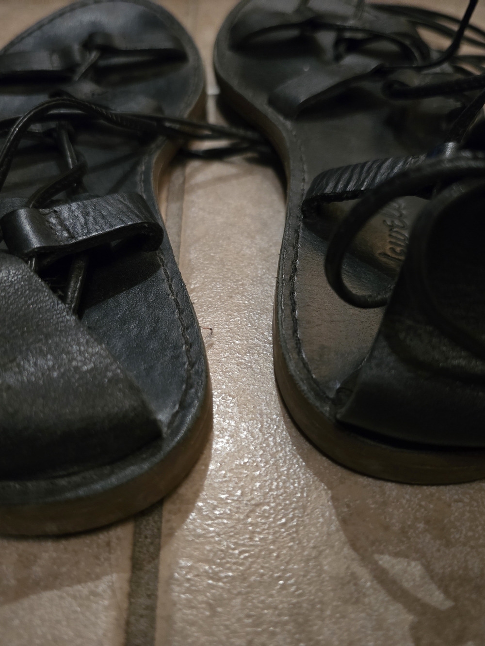 Madewell Black Lace-Up Leather Wrap Sandals - Picture 4 of 6